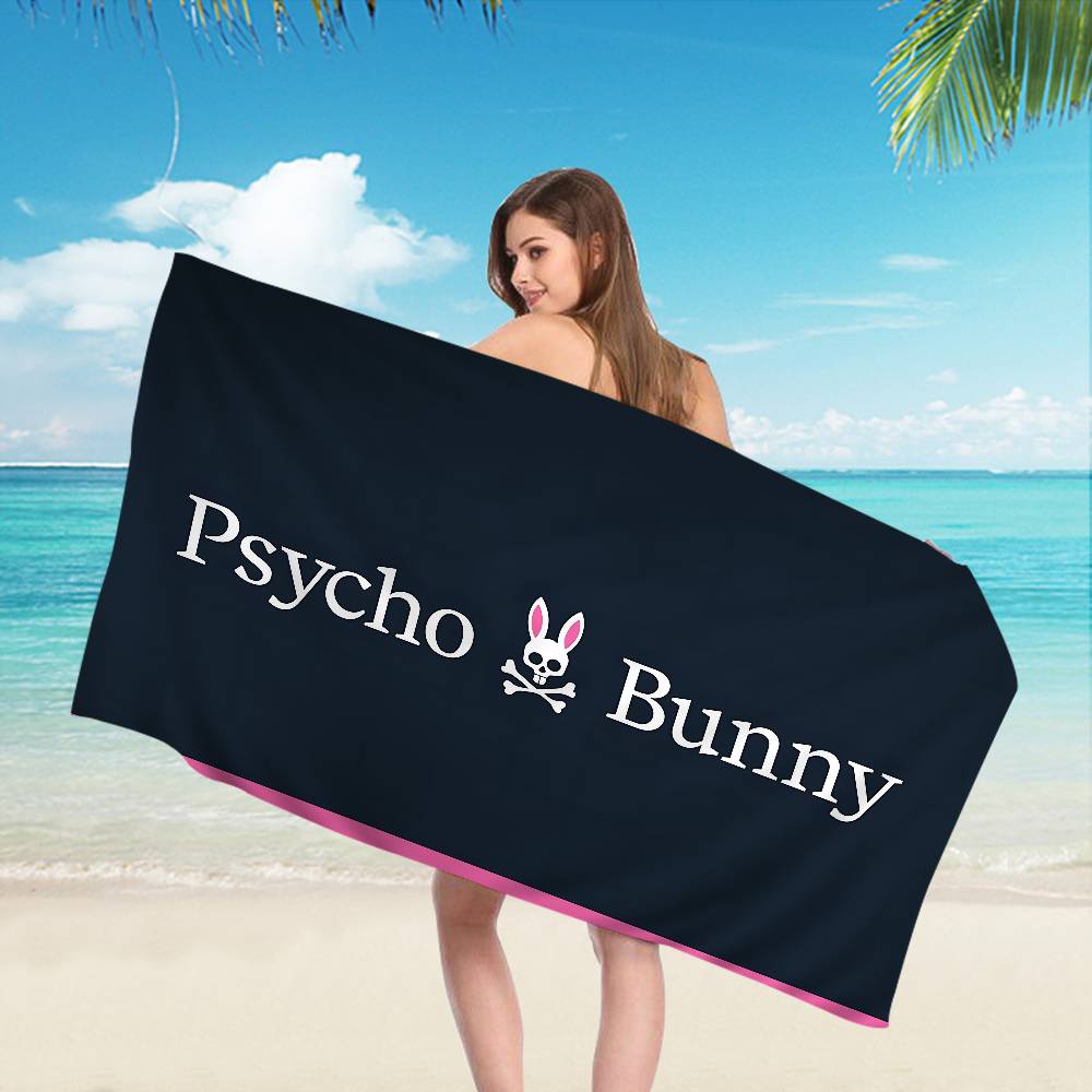 Asciugamano da Spiaggia in Microfibra P-Psycho Bunny di Lusso, Assorbente, Asciugatura Rapida, Morbido, per Yoga, Nuoto, Resort, Alpinismo