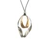 European-American Silver & Gold Double Ring Twist Pendant Necklace: Fashionable Long Sweater Style for Women