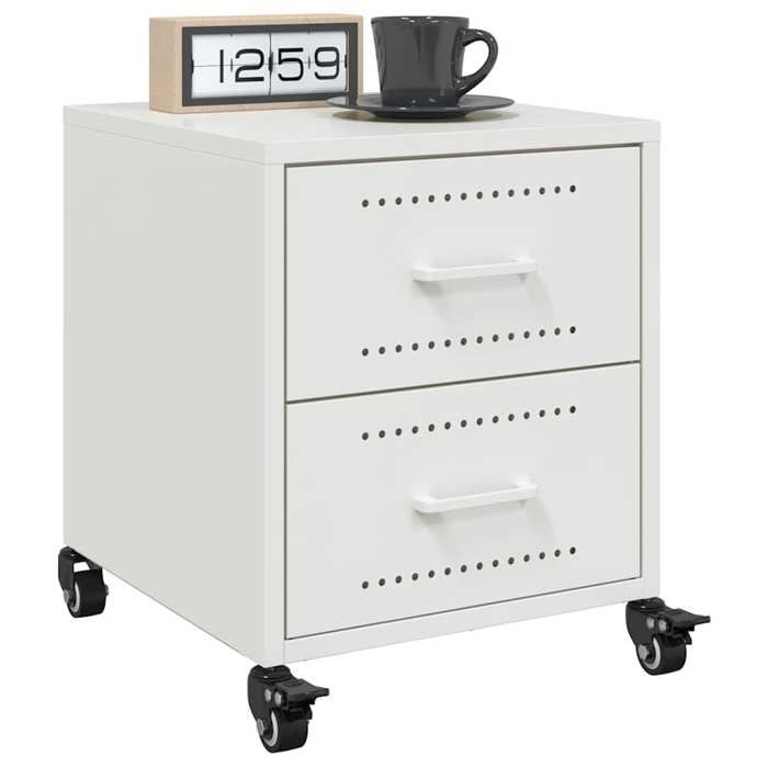 VidaXL Bedside Tables 2 Pcs White 36x39x43.5 Cm Steel, Cabinet, Bedroom Furniture, Phone Stand, 846637