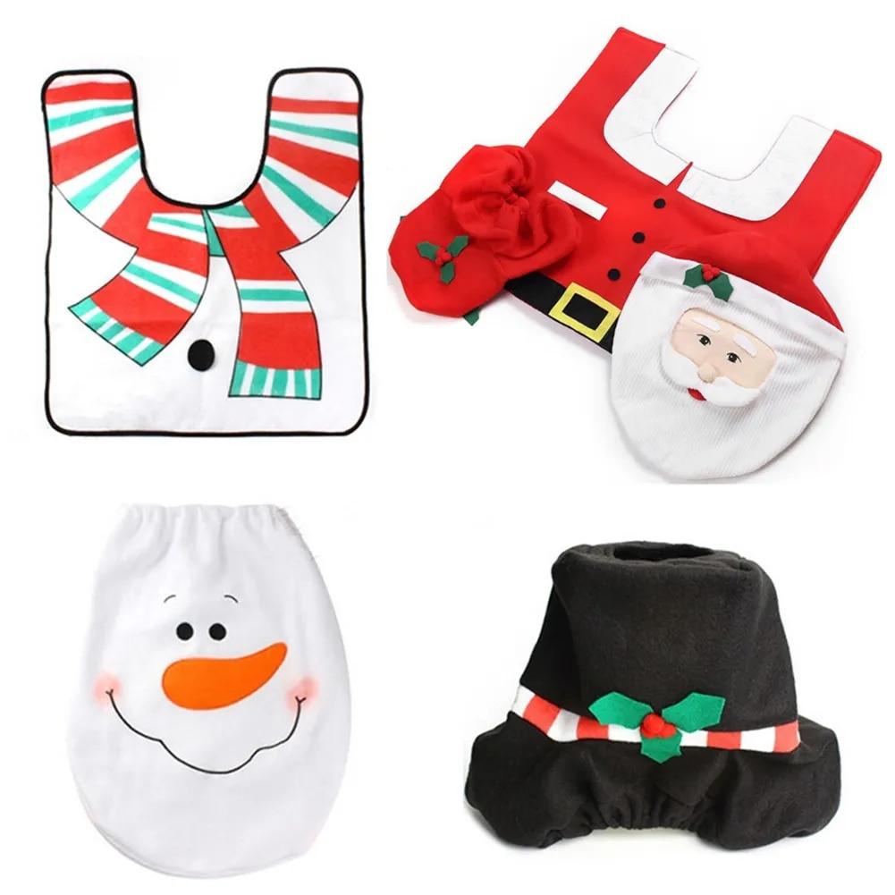 Cute Christmas Toilet Seat Covers Creative Santa Claus Bathroom Mat Xmas Supplies for Home New Year Navidad Gift Decor
