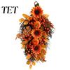Indoor Outdoor Fall Decorations Sunflower Swags Wreath, Maple Leaves And Berries Hanging Decor Artificial Farmhouse Style Autumn Wreath Seasonal Front