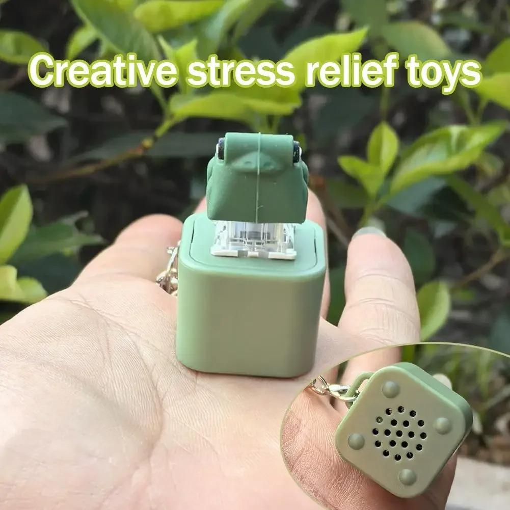 *Croaking Frog Fidget Toy Keychain Rechargeable Frog Keychain With Sound & Led Lights, Funny Frog Keyboard Clicker Stress Relief