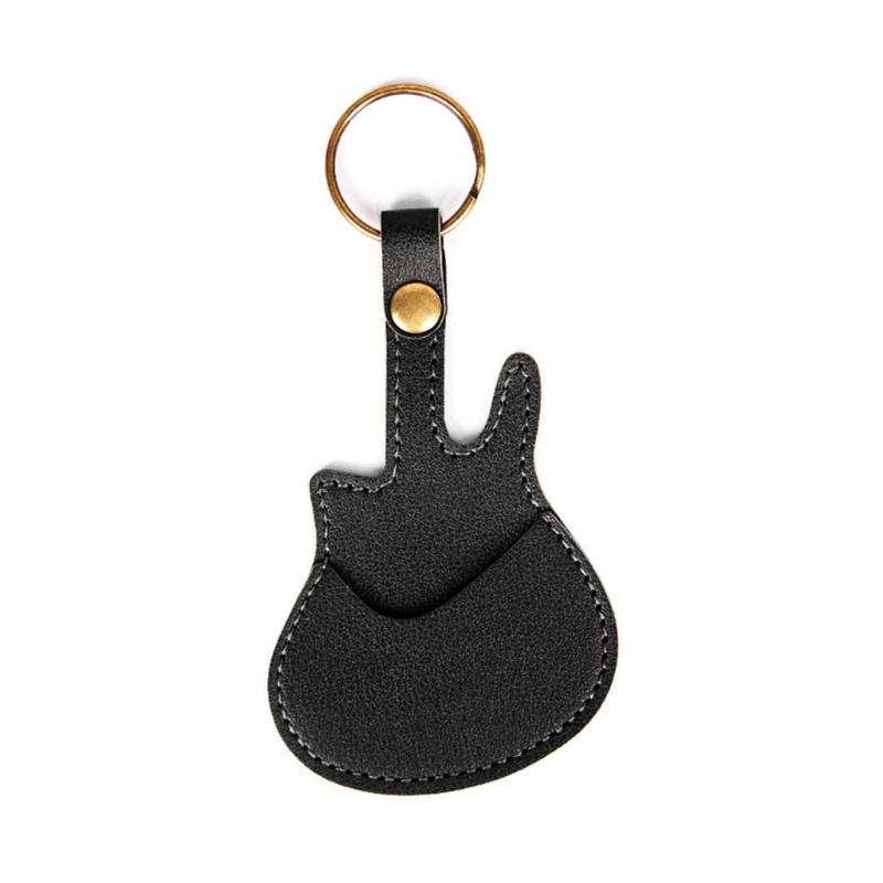 

Convenient Guitar Pick Holder Guitar Pick Case Soft Guitar Pick Organizer Guitar Shape Guitar Pick Container PU Texture чорний