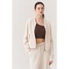 Huit Washed Henley Neck Cropped Zip Up Jumper Htwjp5k08t