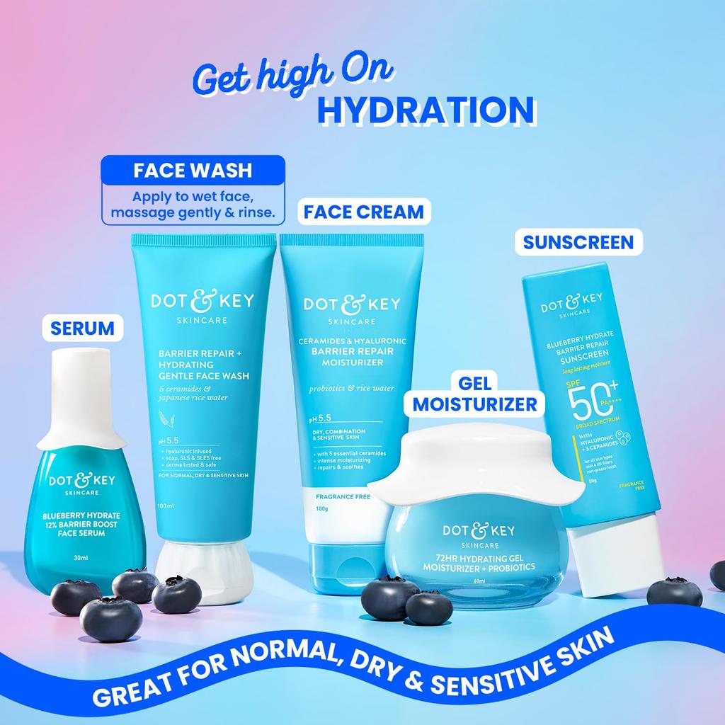 Dot & Key Barrier Repair Hydrating Gentle Face Wash With Probiotics For Dry Sensitive Skin Daily Cleanser 100 ml