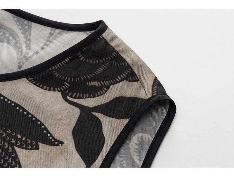 Summer 100% Mulberry Silk Printed Sleeveless Top - Chinese Style Loose Fit Versatile Blouse (Model 1561)
