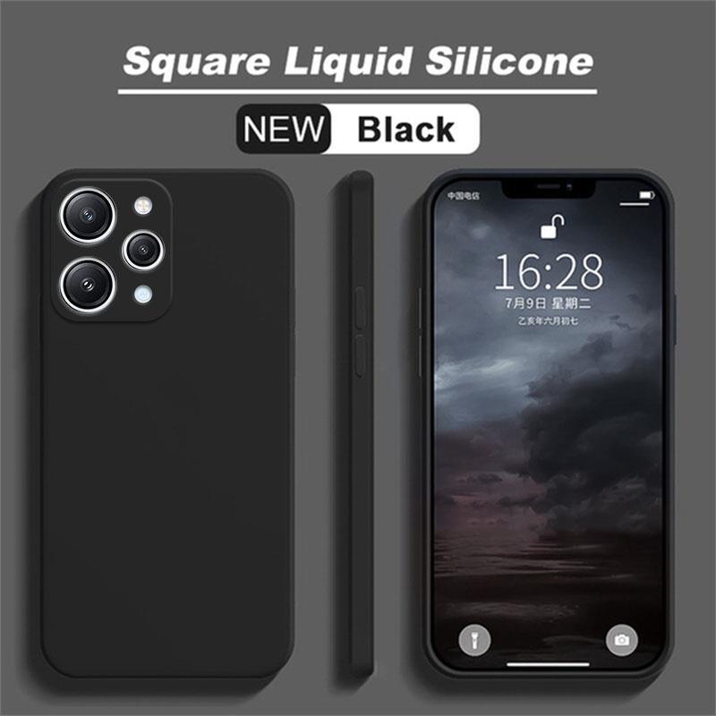 Square Silicone Case For Xiaomi Redmi 12 4G Case Matte Plain Rubber Funda Protector Case For Redmi 12 Cover For Redmi12