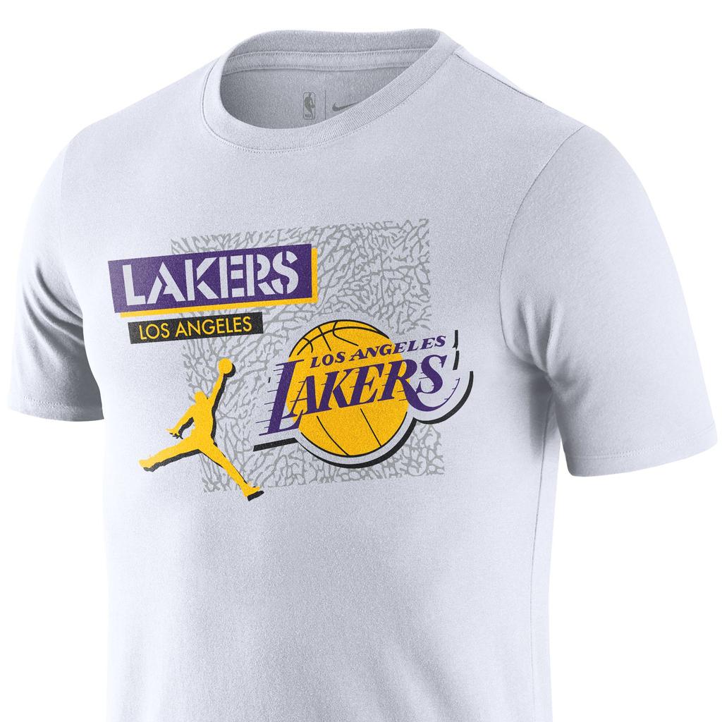 Jordan Dri-Fit NBA Los Angeles Lakers Printed Basketball T-Shirt Men Tops White DA6629-100