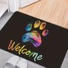 Giant Paw Print Welcome Area Rug - Non-Slip Machine Washable Mat for Living Room Bedroom Kitchen Bathroom Entryway Floor Decor