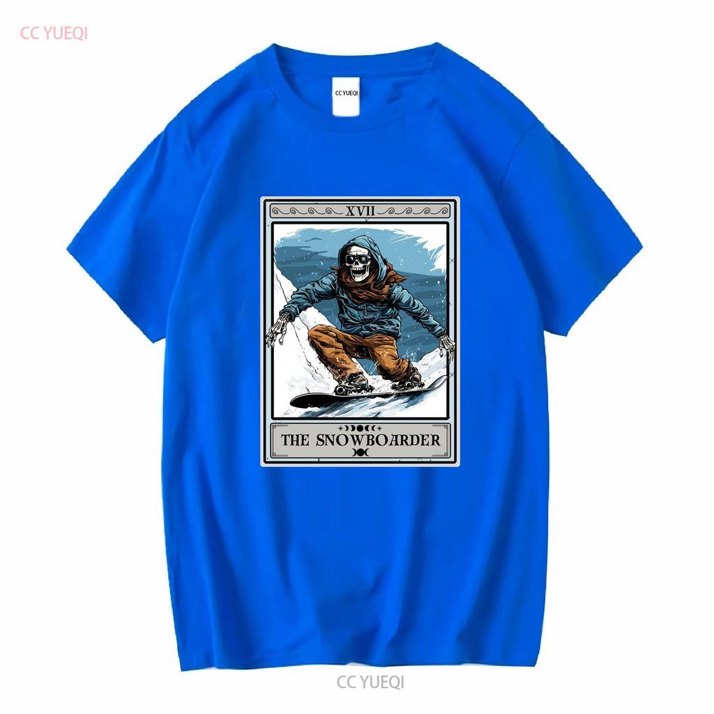 The Snowboarder Tarot Card T Shirt Snowboarding Vintage Washed Soft Top For Everyday Wear Versatile Breathable Casual