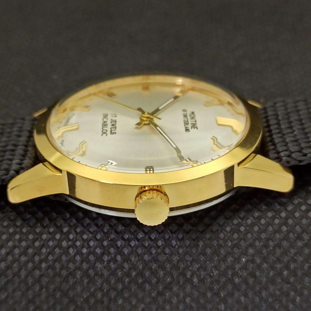 REFURBISHED GOLD PLATED VINTAGE MONTINE 17J WINDING SWISS MENS WATCH A285408-5