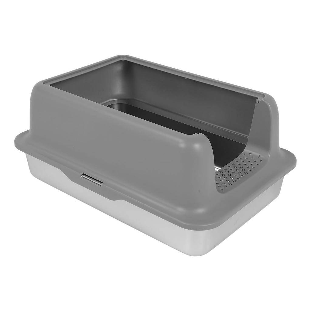 Stainless Steel Litter Box Anti Splashing Easy To Clean High Sides Enclosed Cat Litter Box for