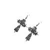 Retro Style Japanese Engraved Cross Earrings, Versatile Temperament, Ear Hooks, No Ear Piercings, Ear Clips For Women