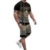 Herr Casual Randig T-shirt & Shorts Set Sommar Andningsbar Tvådelad Outfit för Strand, Semester & Utomhusfritid