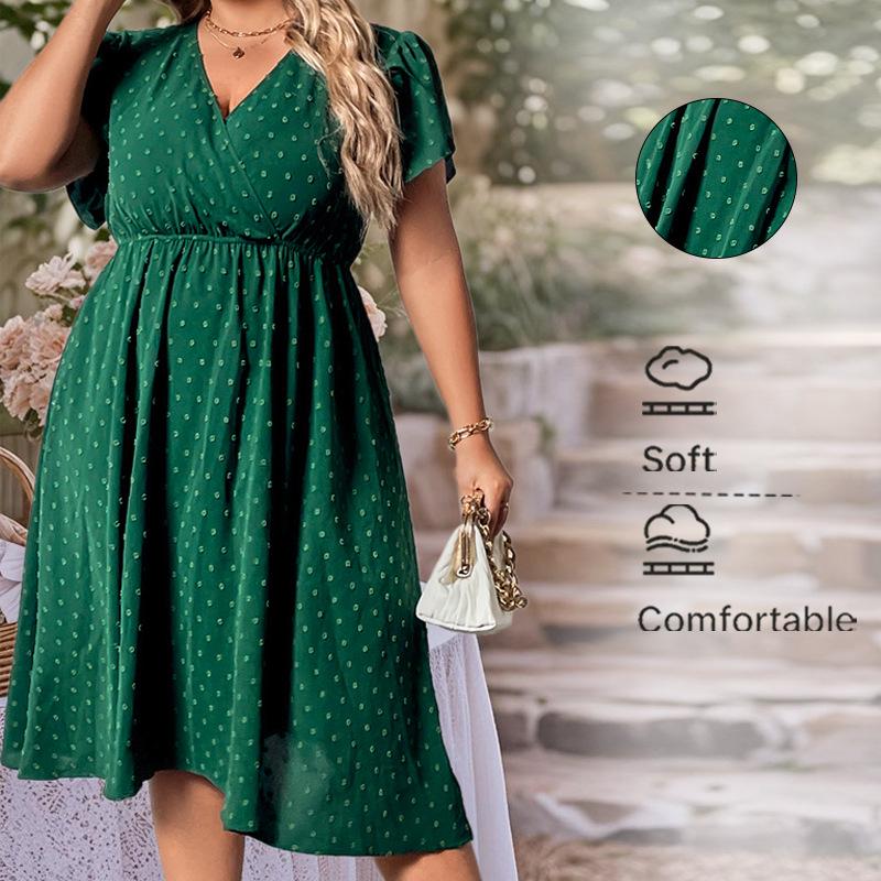 

2024 V-Neck Plus Size Women s Fashion Print Loose Dress 2XL