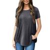 2026 Summer Women's Solid Color T-Shirt New Short Sleeve Button Round Neck Top
