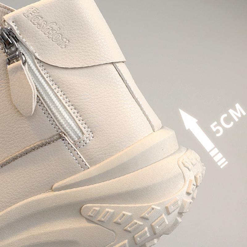Vier Jahreszeiten High Top Schuhe für Damen, Schuhe mit runder Zehenpartie, Einzelschuhe mit dicker Sohle, Lässige Board-Schuhe mit Höhenvergrößerung, Warme und plüschige Schuhe