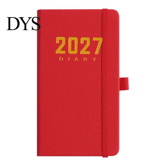 2027 Daily Planner with PU Leather Cover, A6 Pocket Size Compact Organizer Agenda, Portable Notebook Pen Holder for Efficient Time Management