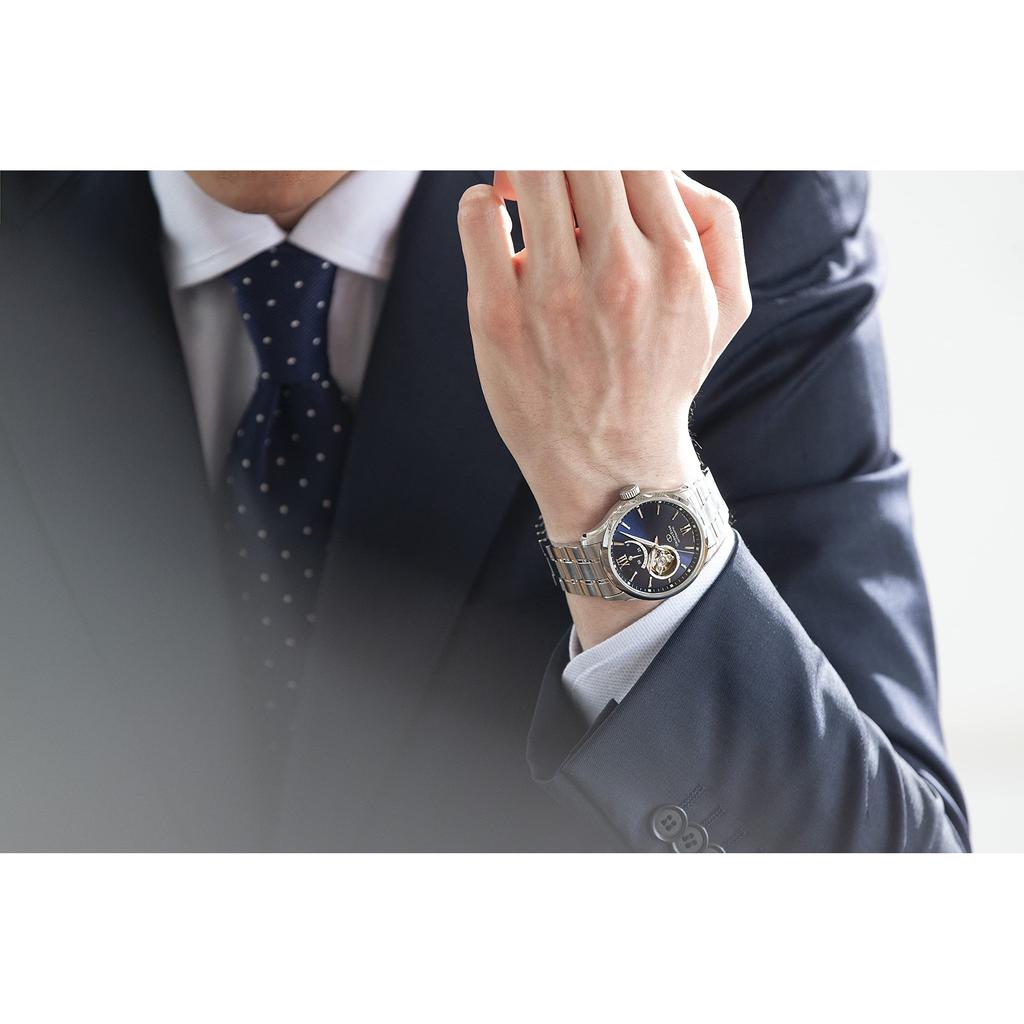 [ORIENT STAR] Men's Automatic Watch Semi-Skeleton Mechanical Made In Japan Open Heart Navy RK-AT0002L, 2-Year Domestic Warranty