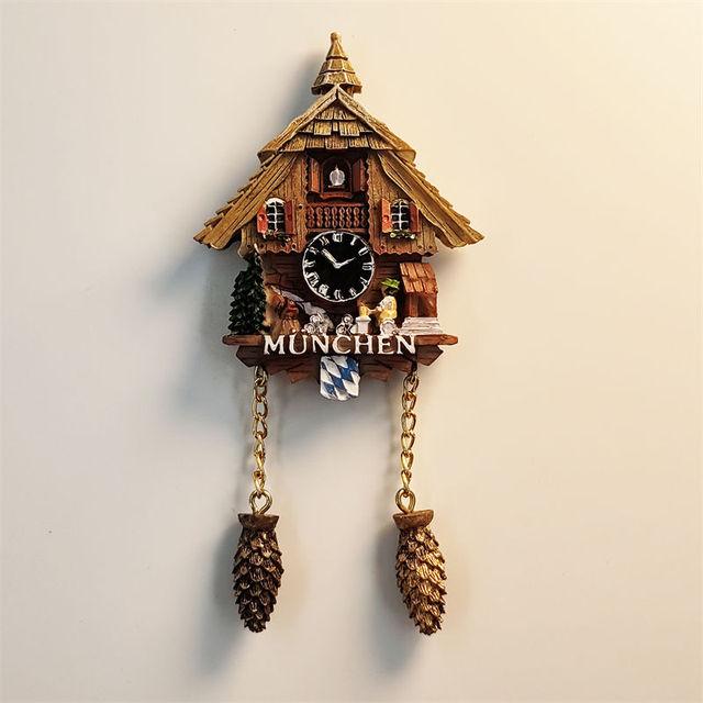 Creative Wooden House Cuckoo Clock Tourist Souvenir Hand-painted Furniture Decorative Fridge Magnets in Munich Germany