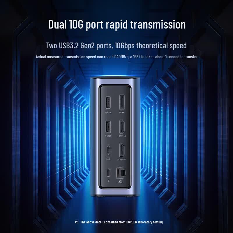 UGREEN Type-C Vertical Desktop 4-Screen HDMI Docking Station CN plug (adapter included)