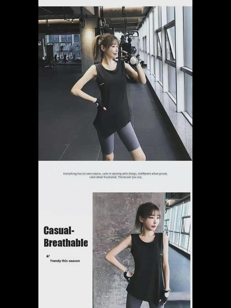Women's Quick-Dry Sleeveless Yoga Vest - Lightweight and Loose Fit for Running and Fitness.