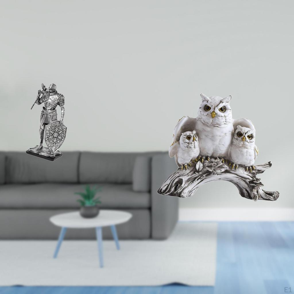 Nordic Resin Knight And Owl Abstract Art Sculpture Figurine Statue Ornament for Desk Cabinet Office
