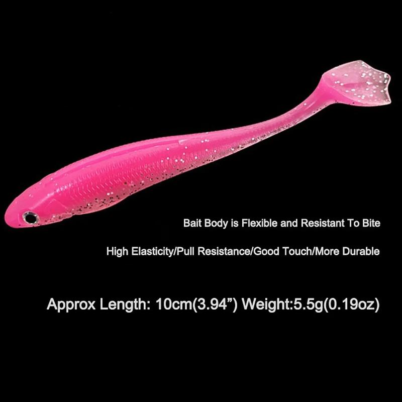 5 buc Momeală Moale de Pescuit 3D Ochi Rață Paletă Coadă Lopată Momeală Eficientă Plastic Știucă Momeală Artificială 10cm 5.5g