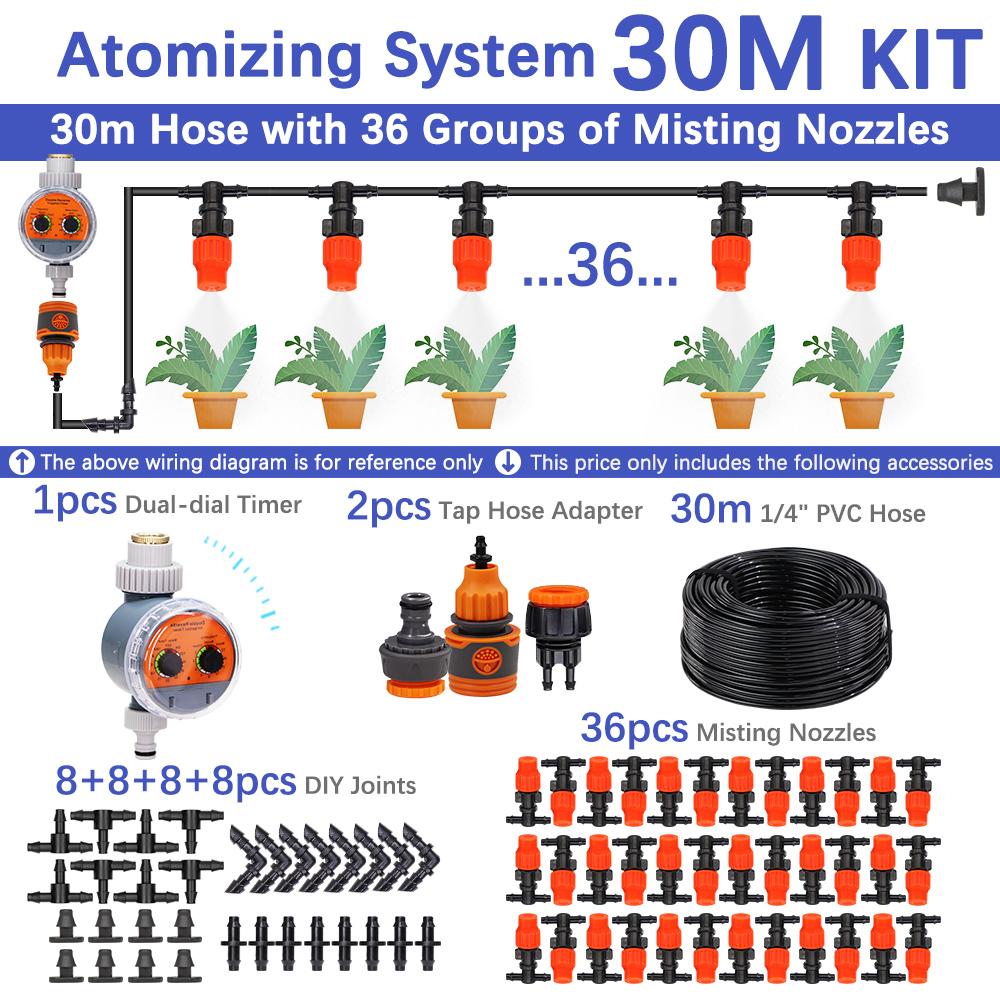 30-5M 60W Self-priming Pump with Timer Misting Cooling System Adjustable 0-25L/H Atomization Sprayer Garden Irrigation Watering