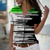 2025 Summer New Fashion Women's Stripe Printed Short Sleeve V-neck Casual Button-down Shirt Top