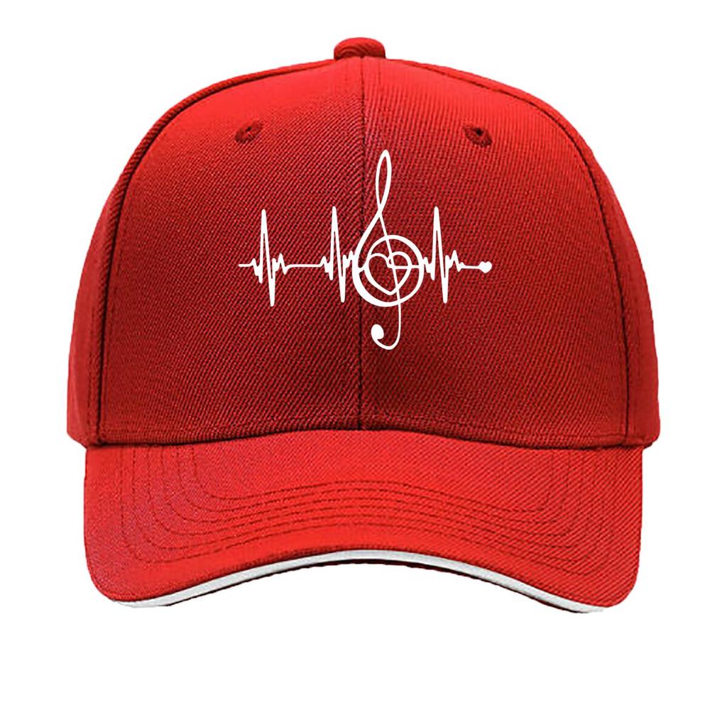 Heartbeat Note Print Baseball Cap Black Casual Outdoor Fishing Travel Hat with Machine Washabl Sandwich Baseball Cap
