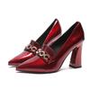 2025 Women's Spring & Autumn Fashion Pointed Toe Chunky Heel Leather Shoes - British Style High Heels