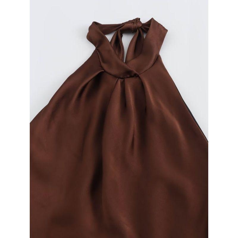 Kaslead New Arrival Women's Clothing Fashion Style Fashion Backless Silk Satin Texture Dress 3274548