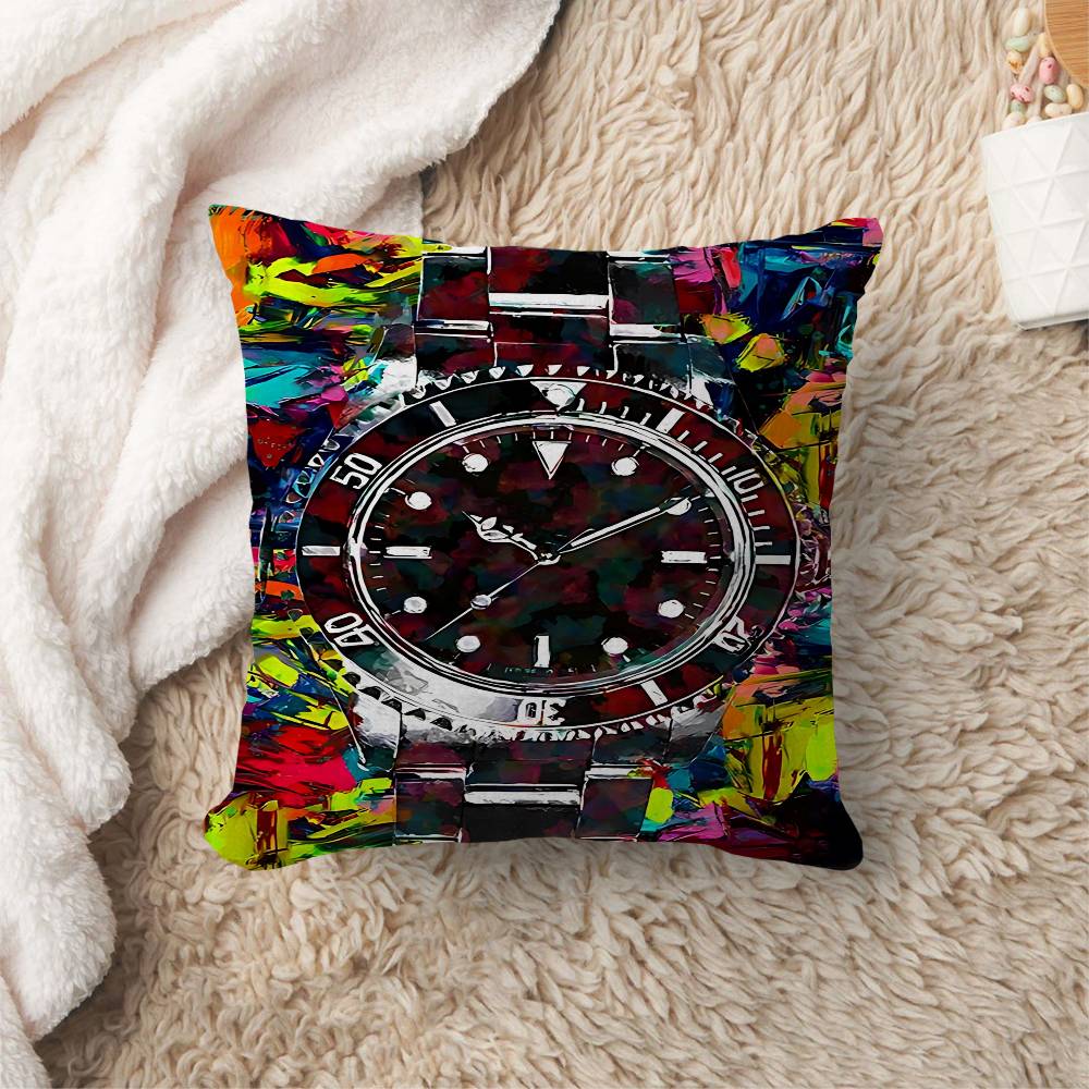 Time Is Money Watch Street Graffiti Pillow Cover Design Cushion Cover Decor Holiday Decorati