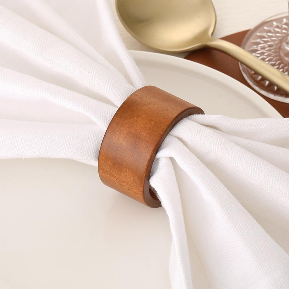 3PCS Fashion Napkin Buckle Versatile Table Napkin Holder Creative Wooden Napkin Rings Party