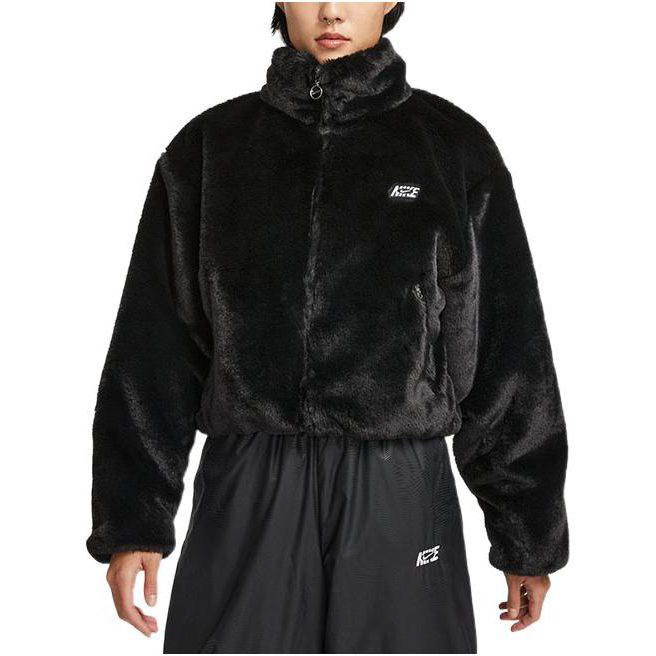 Nike Velvet Jackets Women's Black Stand Collar Moderate DV5140-010