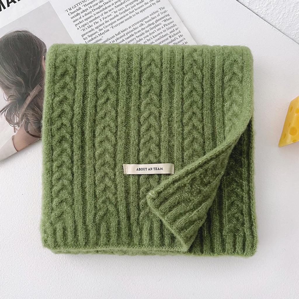 Premium Sense Simple Solid Color Including Scarf Women's Autumn and Winter Korean Atmosphere Warm Thick Knitted Versatile Scarf