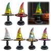Handcrafted Stained Glass Witch Hat Lamps USB Powered Colorful Witch Hat Desktop Lights for Halloween & Year-Round Home Decors