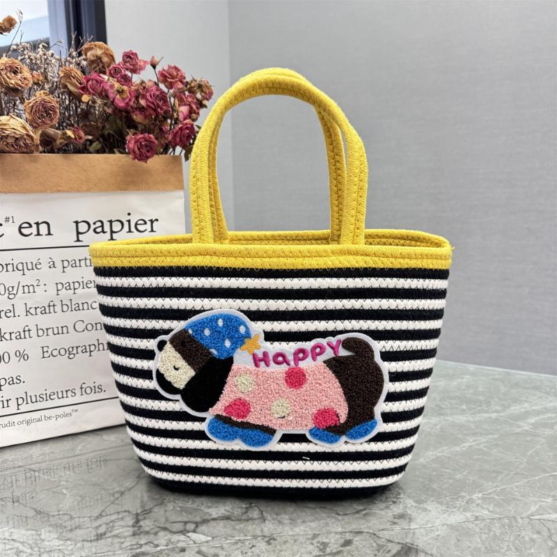 Outdoor Cotton Rope Dachshund Woven Bag Bucket Tote Bag Large Capacity Household Woven Shoulder Gift Basket Bag