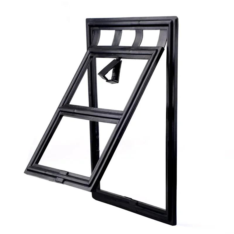 

Home Lockable Cat Screen Door Pet Dog Screen Door Plastic Pet Door for Mosquito Proof Screen Window Security Flap Gate Dog Fence Black