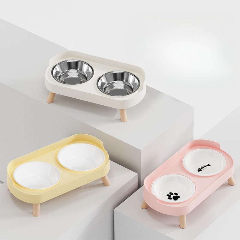 Pet Bowl PP Plastic Double Anti-Slip Bowl Water and Grain Integrated Dog Bowl Cat Dog Water and Grain