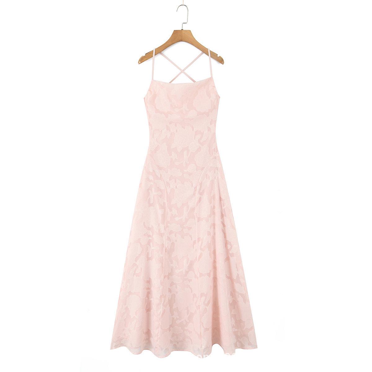 Elegant Strapless Backless Tie-up Waist-cinching Wide-hemmed Camisole Gown Dress Large розовый
