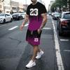 Men's T-shirt Set Summer Fashion Creative 3D Printed Pattern Size 23 Printed Shorts Short Sleeved Combination Casual Two-piece S