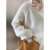 Lazy Style High Neck Zipper Solid Color High-end Knitted Sweater for Outerwear, Loose Long Sleeved Warm Top for Outerwear