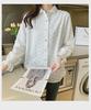 Embroidered White Cotton Lapel Shirt, Women's Long Sleeve Spring 2025 - Sweet, Stylish Design