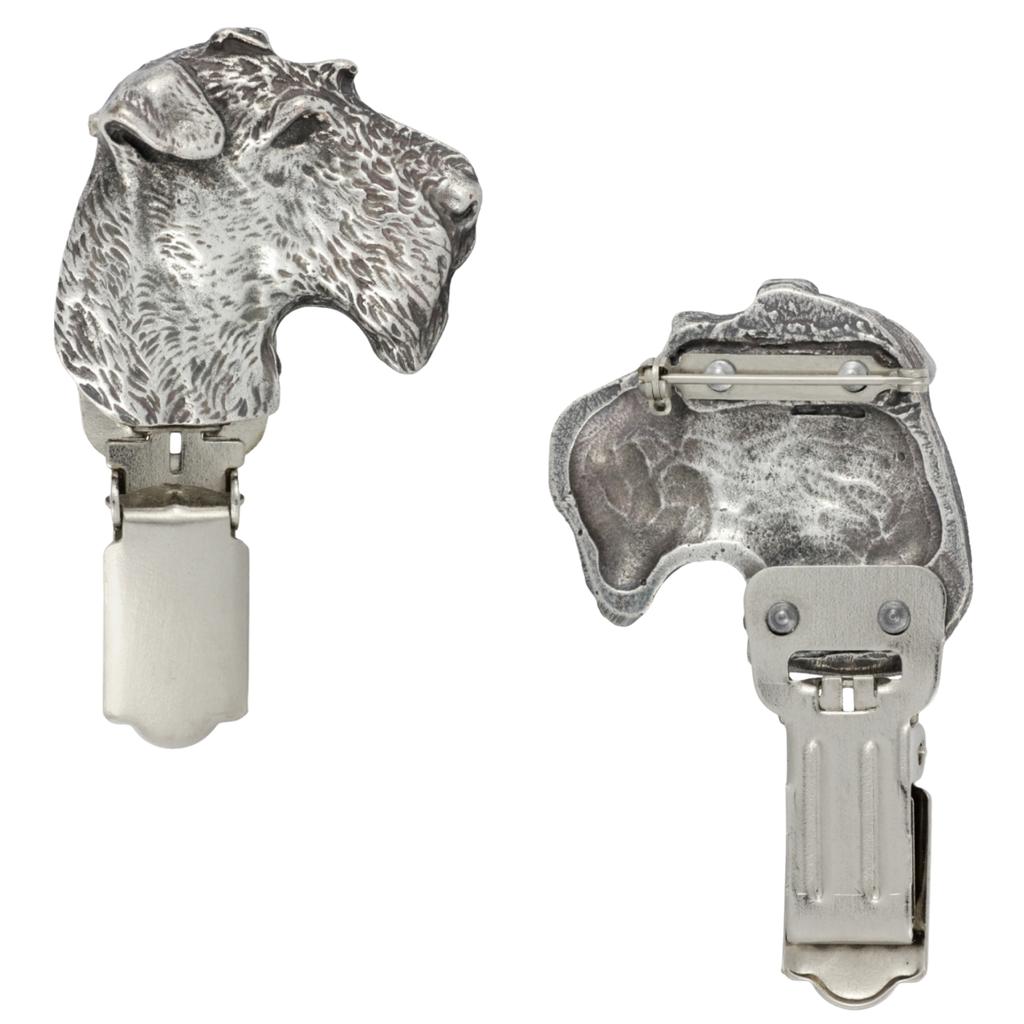 Fox Terrier Wire – Brooch with a clip, holder for a start number – Design 02 | Art-Dog