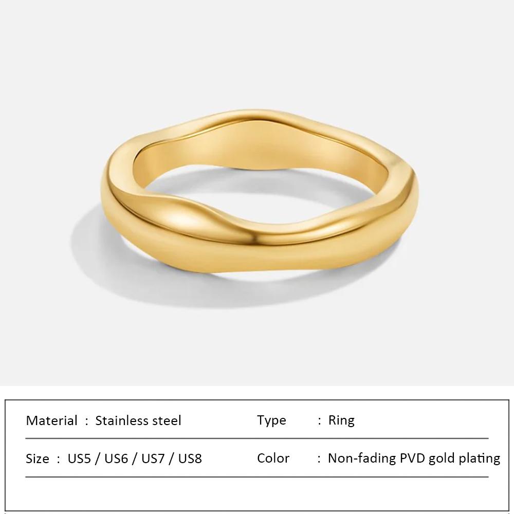 Waterproof Stainless Steel Ring for Women Non-fading Heart Ring Stylish Metal Rings Simple New Jewelry