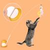 Yousheng Interactive Cat Teaser Stick Cat Toy with Feathered Fish Interchangeable Teaser Heads 360-Degree Rotating Duck Base Detachable Teaser Wand