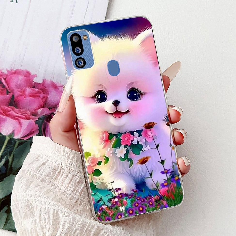 For Samsung M21 2021 Case Clear Fashion Cute Cat Cool Luxury Painted Soft Funda For Samsung Galaxy M21 2021 Back Cover SM-M215G