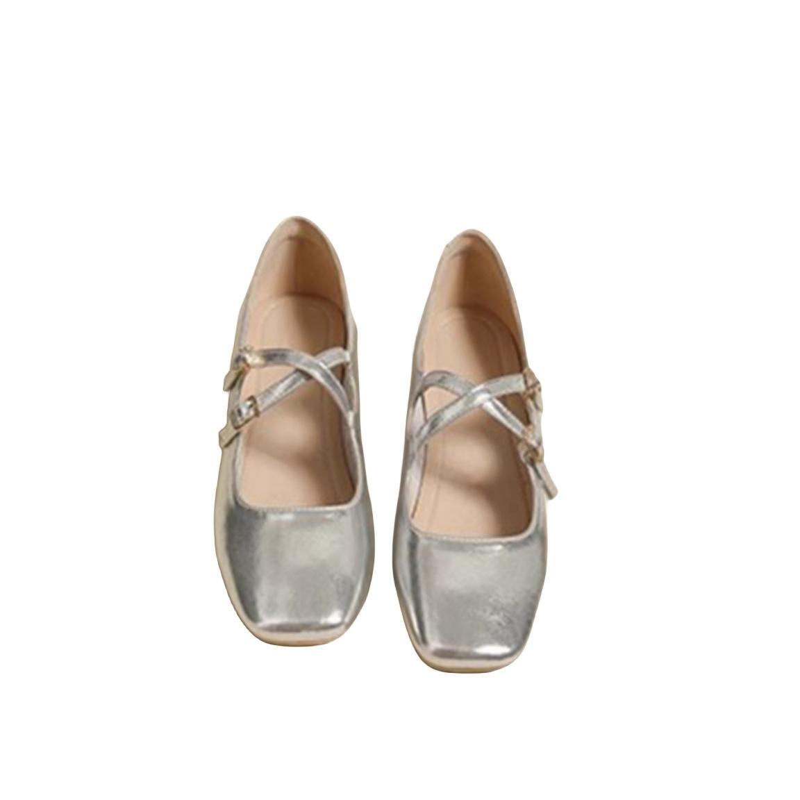 

Французские туфли Мэри Джейн женские голова серебро туфли феи нежные одинарные туфли 2025 новая весна британский стиль маленькие кожаные туфли 40 серебряный